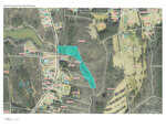 Aerial view of a 4.57 Acs land parcel map with marked property boundaries and highlighted area on Rock Mill Road, Henderson NC.