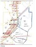 A color-coded map shows land plots along Dorsey Road in Oxford, with parcels like 4688 Dorsey Road labeled by address numbers. Property boundaries, tract numbers, a creek, easements, and a railway are marked with various colored lines.