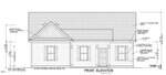 Black and white architectural drawing of a single-story house front elevation at 129 Daniel Street, Oxford, with a gable roof, central front door, and two sets of double windows; labeled construction details and measurements included.