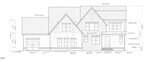 Black and white architectural drawing of a two-story house at 1214 Red Cedar Court, Youngsville, with a gable roof, front porch, multiple windows, and an attached garage on the left; dimension lines and labels show key measurements.