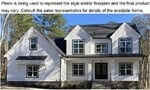 A two-story white house with black shutters and roof at 3907 Cedar Knolls Drive, Youngsville, features a stone foundation and multiple front-facing windows. Surrounded by leafless trees, the home appears newly constructed.