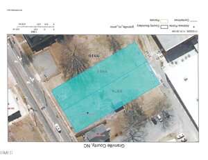 A color map showing four adjacent rectangular lots labeled 9910, 9911, 8976, and 8051 outlined in blue, located along a street in Granville County, NC, with surrounding buildings and streets visible.