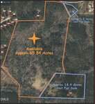 Aerial map with outlined land parcels along 0 Tom Wright Road, Franklinton: a large orange-bordered area labeled "Available Approx 65.54 Acres" and two blue-bordered sections labeled "Approx 1.6 Acres" and "Approx 14.4 Acres Not For Sale.