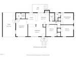 Black-and-white floor plan of a single-story house showing a carport, bonus room, family room, kitchen, dining area, laundry, hallways, three bedrooms, two bathrooms, a primary bedroom, stoop, and deck.