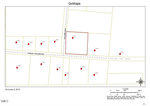 A map showing outlined property lots along Earle Collins Rd and Quave Way. Lot 28 is highlighted in red near the center. Other lots are labeled with numbers and house icons. North arrow and scale are shown in the bottom right.