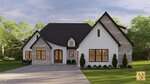 Modern suburban house at 50 Ashbrooke Falls Drive in Franklinton, featuring light stone and white exterior, black roof, large windows, and landscaped shrubs, set against a backdrop of trees under a partly cloudy sky.
