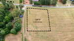 Aerial view of a grassy 1.5-acre lot in Castalia, outlined with a dotted black line and labeled "Lot 4 Reed Road," bordered by trees on one side and Reed Road at the top of the image.