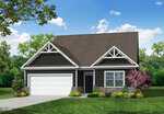 A modern single-story house at 220 Sawtooth Oak Lane, Youngsville, featuring dark siding, white trim, a large front window, and a double garage. The green lawn has shrubs, flowers, and small trees under a bright blue sky with scattered clouds.
