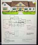 A flyer for CAC Custom Homes in Franklinton shows a two-story house at 3700 Noah Mill Trace, floor plans for both levels, home details, and key features like an open-concept kitchen, three bedrooms, and a customizable layout. Contact info is at the bottom.