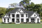 A large, two-story white brick house at 110 Ashbrooke Falls Drive, Franklinton, with a dark gray roof, multiple peaked gables, tall windows, and a central entryway, set against a backdrop of green lawn and trees.
