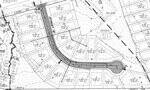 Black and white engineering site plan showing a curved cul-de-sac labeled "STREET 'B'," in Bunn, Phase 2 E Jewett Avenue, with surrounding subdivided lots marked with dimensions, acreage, contour lines, and construction notes.