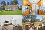 Collage of a house at 111 Clubview Place, Oxford: front exterior, kitchen with wood cabinets, bright living room with TV, and a wooden deck with outdoor seating overlooking a grassy yard with trees.