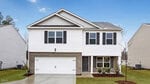 Two-story suburban house with white siding, black shutters, and a double garage sits at 78 Richmond Run. Small front yard with bushes and a concrete driveway leads up to the entrance. The sky is clear with some clouds, and neighboring houses stem out on either side.