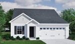 Single-story house at 230 Buckthorn Drive, Youngsville, with light-colored siding, dark roof, black shutters, and a two-car garage. There is a small covered entryway and minimal landscaping with bushes in front. Trees are visible in the background.