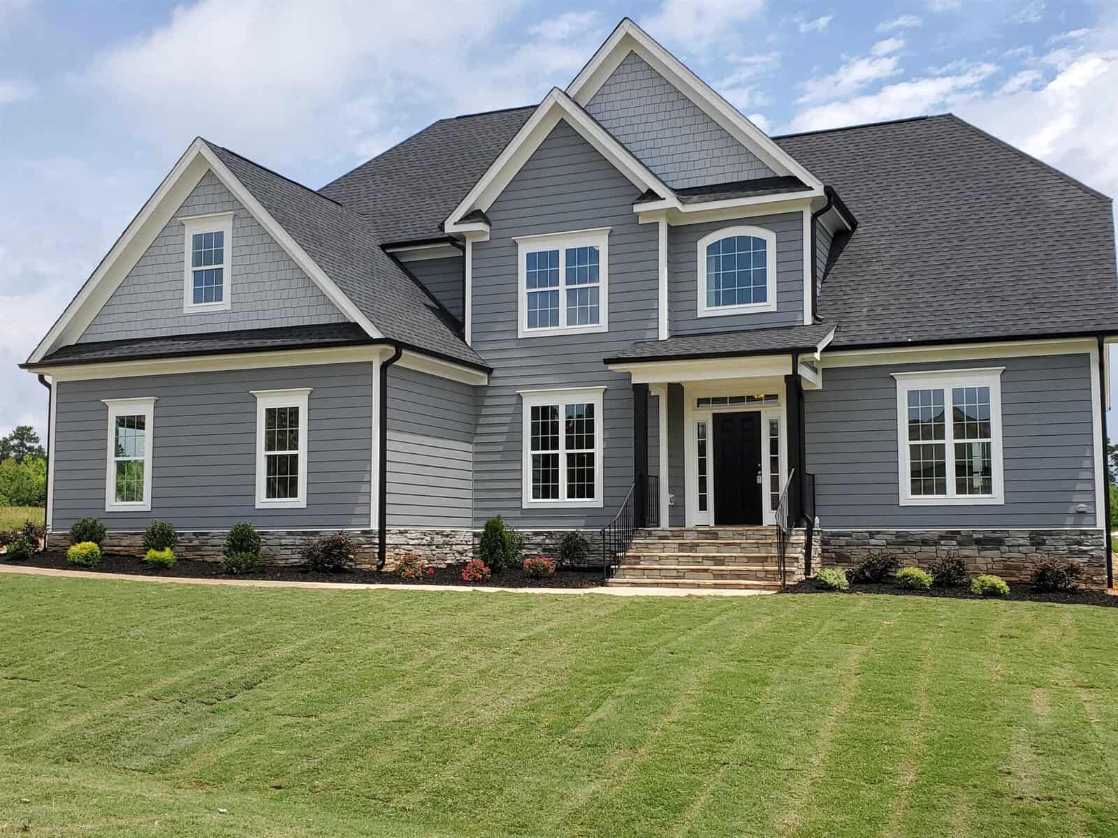 A house with a lawn.