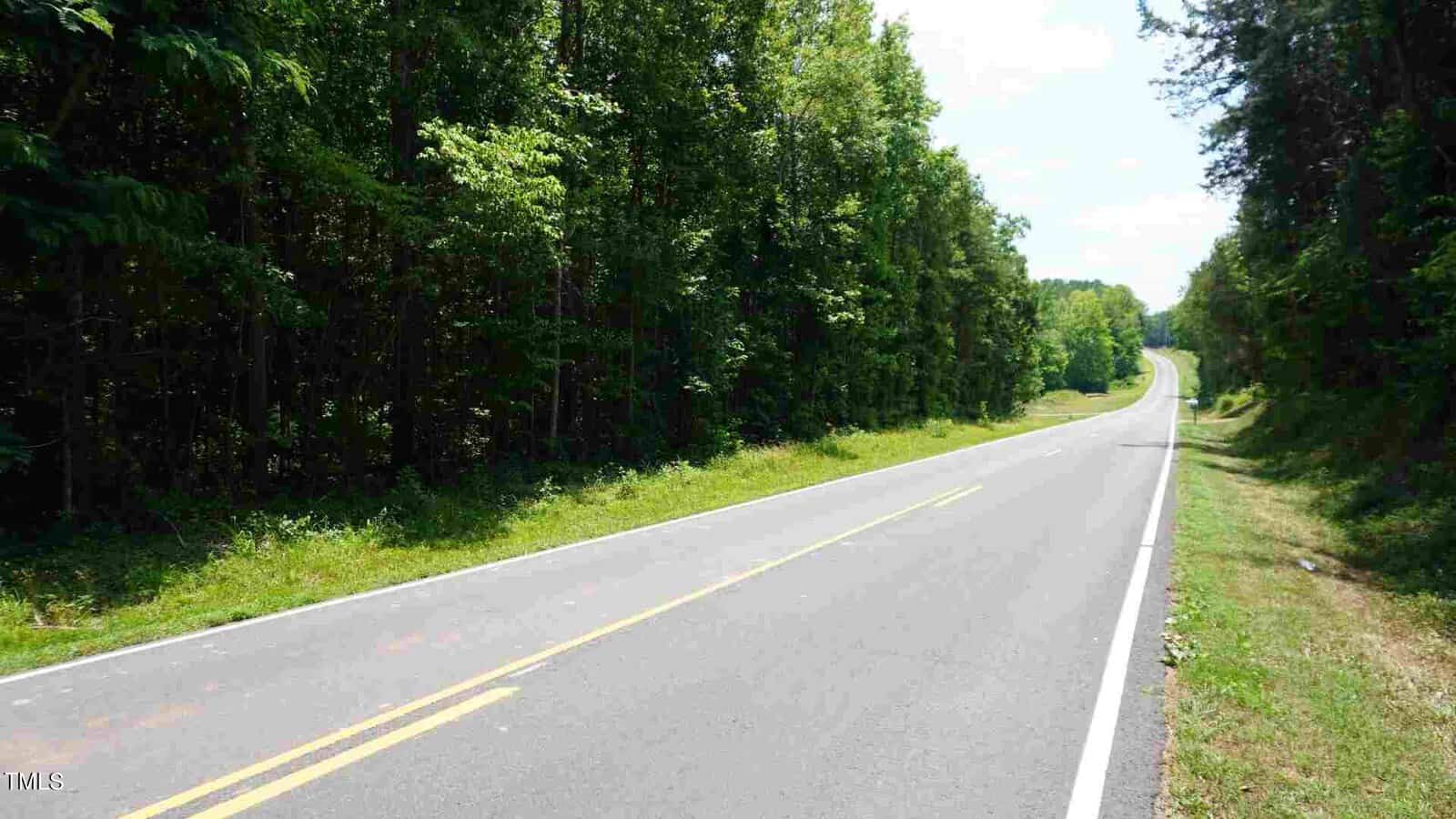 A two-lane road stretches into the distance, bordered by lush green trees on both sides. The sky is clear and the road, reminiscent of Cornwall Road in Oxford, is empty, suggesting a serene and tranquil environment.