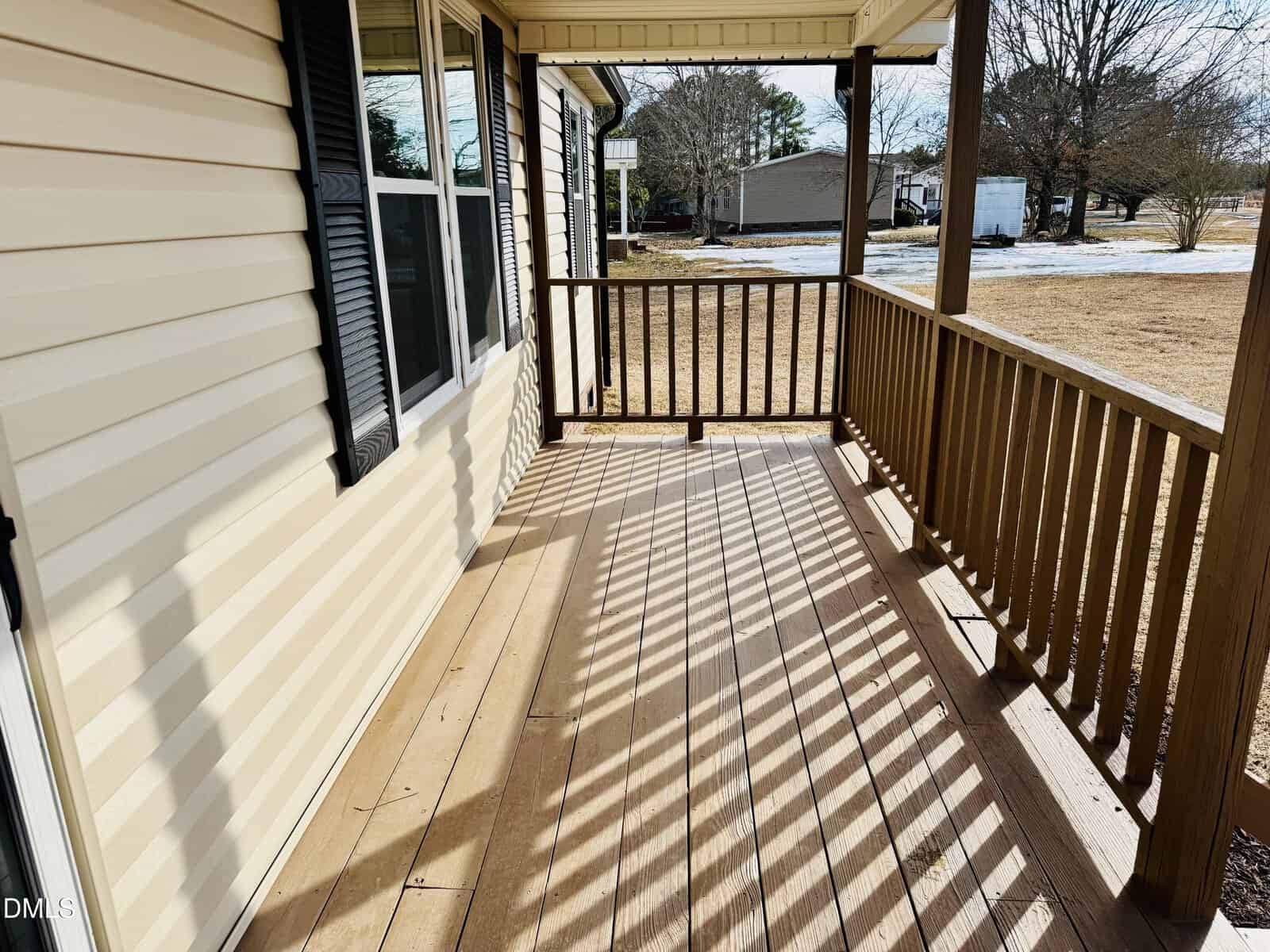 A deck of a house.