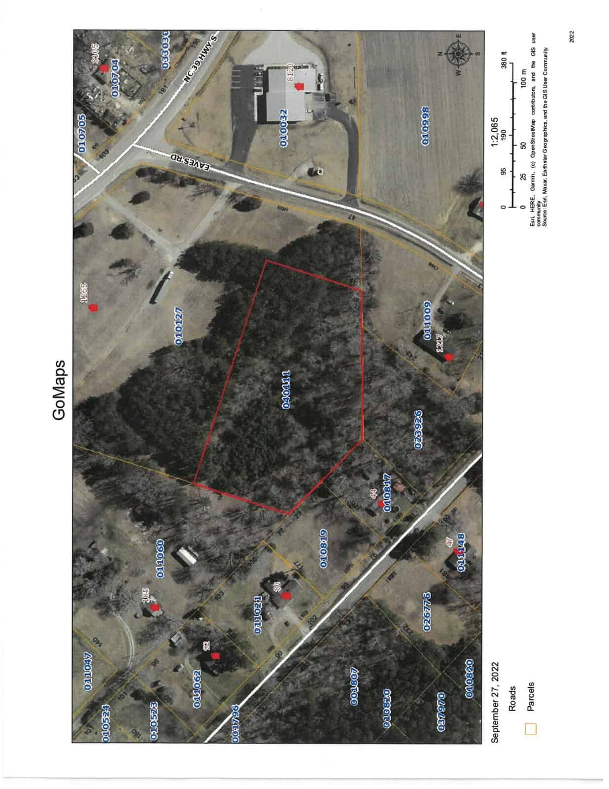 A map showing the location of a property at 0 Eaves Road, Henderson NC.