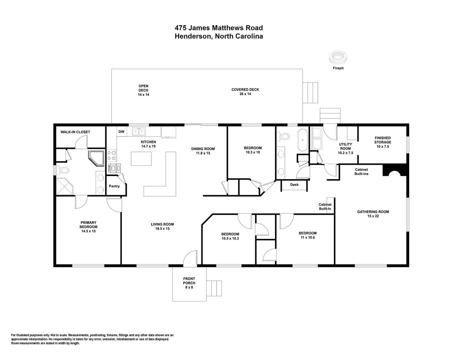 Black and white floor plan of a residential property, detailing room layout and dimensions, including bedrooms, bathrooms, living spaces, and kitchen.